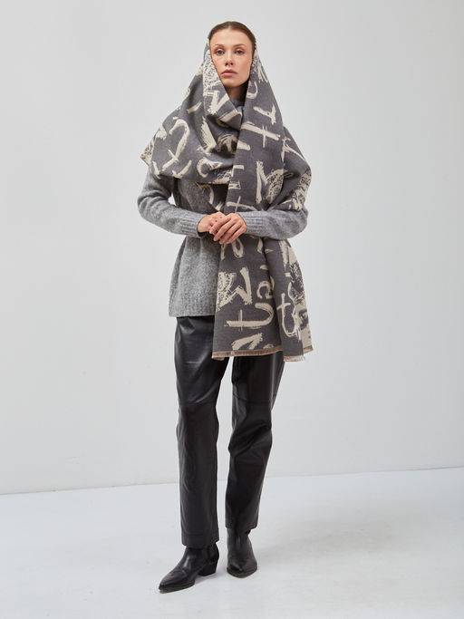 В составе шерсть и кашемир! теплый двусторонний палантин - Tantino фото 7