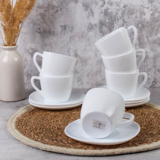 Чайный набор 12 предметов 250 мл белый квадратная форма А / FXB220/FBD220-6A (WHITE ) /уп.8/ картон - Галеонтрейд фото 9