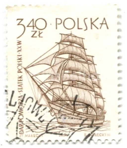 Марка Корабль Дар Поморья 1964 год Польша
