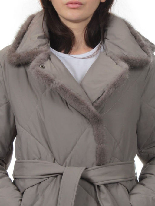 309 GRAY Пальто зимнее стеганое женское (200 гр. холлофайбер, натуральная норка) - Fashion фото 4