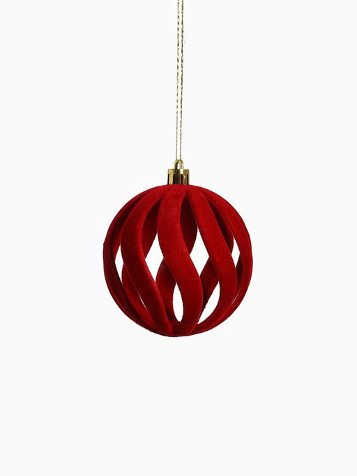 Ёлочные шары набор 6 шт., d=8 см, Бархат. Грация красный - Зимнее волшебство фото 2