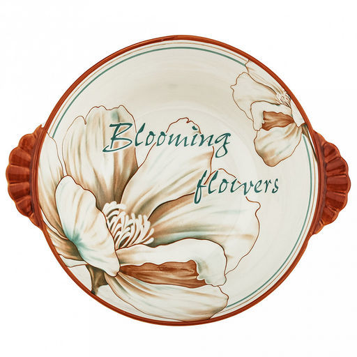 Блуминг флауэрс (Blooming flowers) Салатник фарфоровый 1,15л, 22,5х19х8,1см, с ручками, с деколью, отводка (Китай)