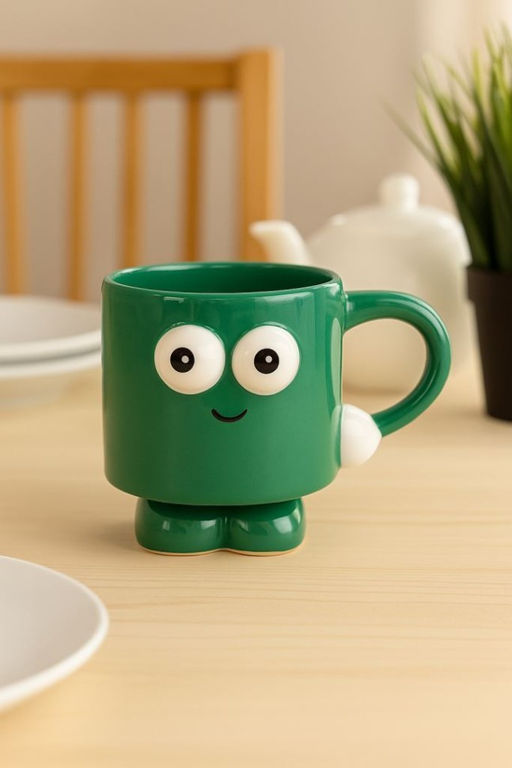 Кружка керамическая Smiling friend, green, 360 ml