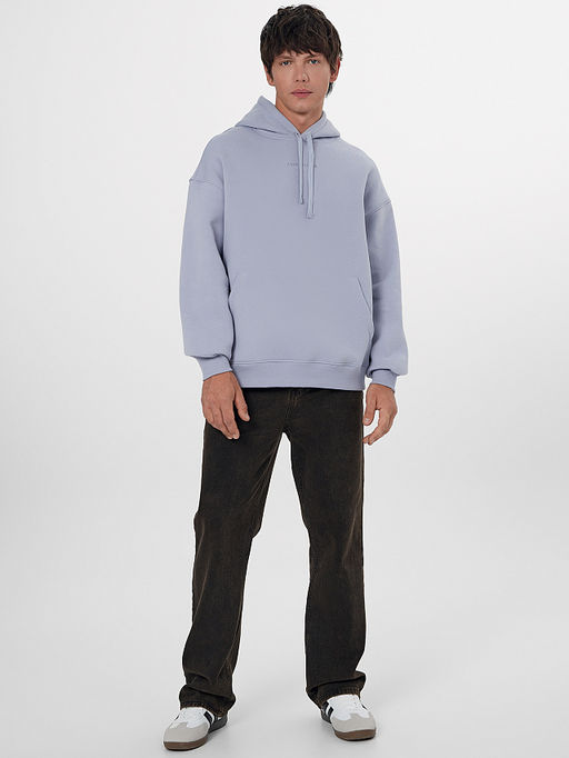 Теплое худи мужское фиолетовое с начесом