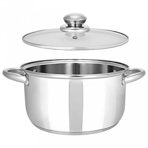 Кастрюля из нержавеющей стали "Greta" 6,0л, д21,3см, h13,4см, s0,4см, дно s1,3см, стеклянная крышка, "Appetite" (Китай)