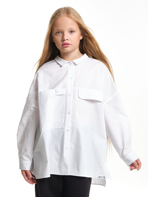 Рубашка для девочки подросткам школьная форма оверсайз UD 7953 белый - Mini maxi фото 4
