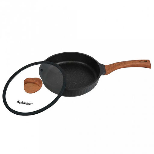 Сковорода с тефлоновым покрытием д22см "Stella", h5,2см, s0,32см, дно д20см, s0,4см, ручка из термостойкого пластика, стеклянная крышка, ristretto (Россия)