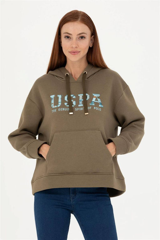 Женский свитшот цвета хаки - U.s. polo assn фото 3