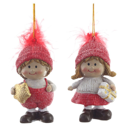 Фигурка декоративная подвесная "Дети", L4 W3 H7,5 см, 2в.