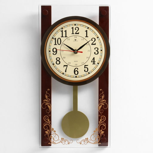 Часы настенные интерьерные «Лоза», бесшумные, плавный ход, маятник, от батареек 2×АА