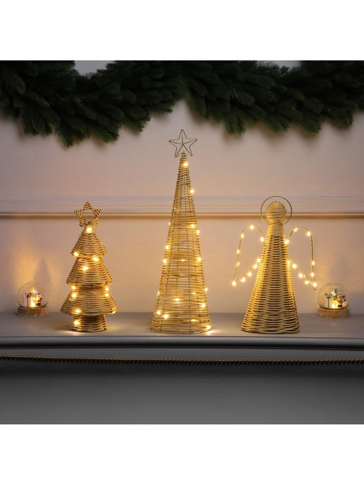 Светодиодная фигура «Ангел плетёный», 32×16×9 см, 20 LED, от батареек ААх2, свечение тёплое белое