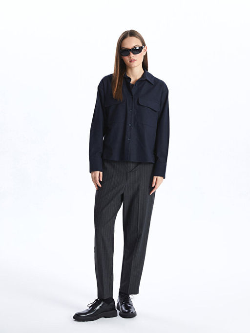 Beli Lastikli Rahat Kal?p ?izgili Kad?n Pantolon