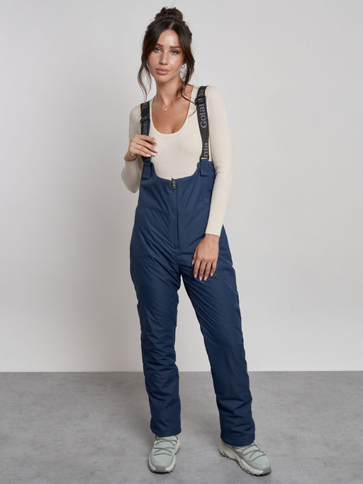 Полукомбинезон с высокой посадкой женский зимний темно-синего цвета 7605TS - Colannia фото 18