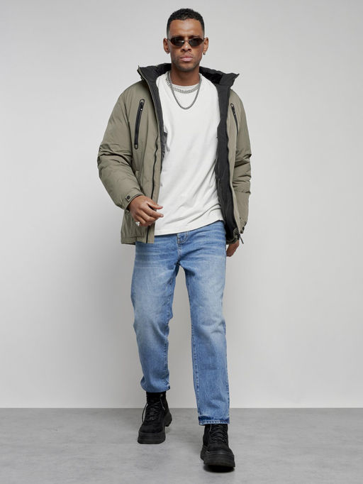 Куртка спортивная мужская зимняя с капюшоном серого цвета 8360Sr - Wonderrman фото 16