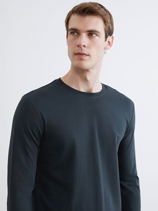 Bisiklet Yaka Uzun Kollu Erkek Ti??rt