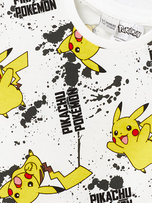 Bisiklet Yaka Pikachu Bask?l? K?sa Kollu Erkek ?ocuk Ti??rt - Waikiki фото 3