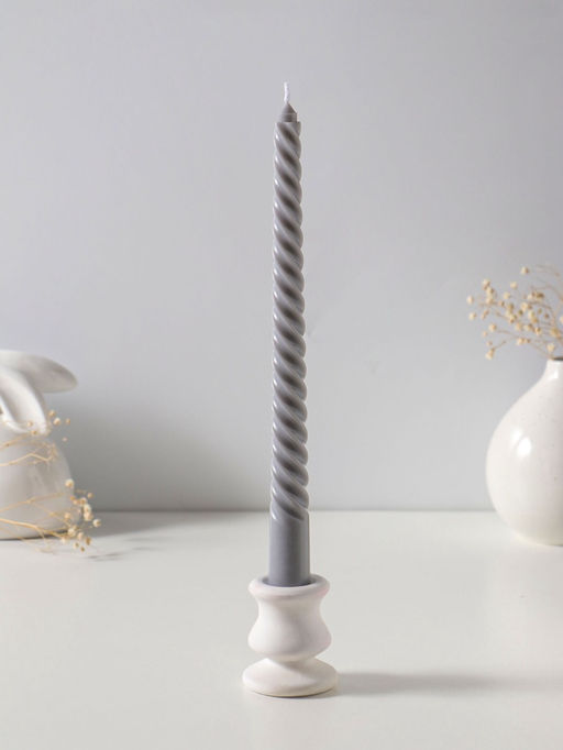 Свеча витая 25 см (набор 3 шт) 57 гр, 5 ч, цв. серый