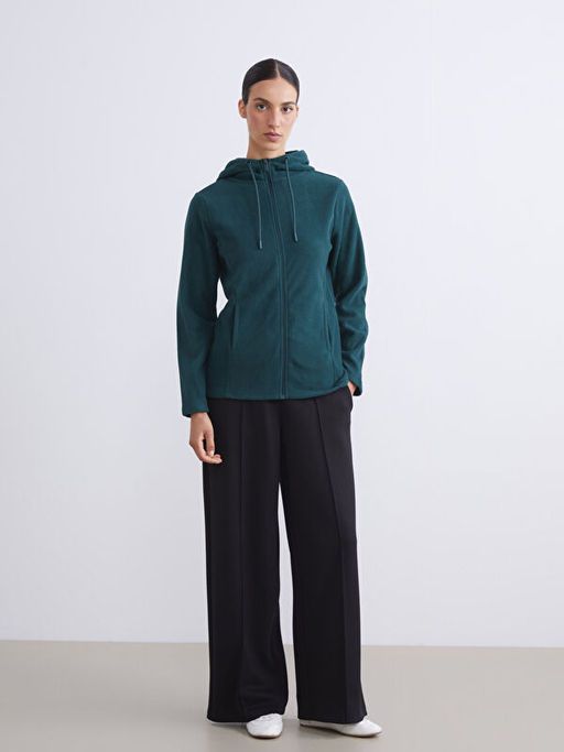 Kap??onlu Polar Kad?n Fermuarl? Sweatshirt