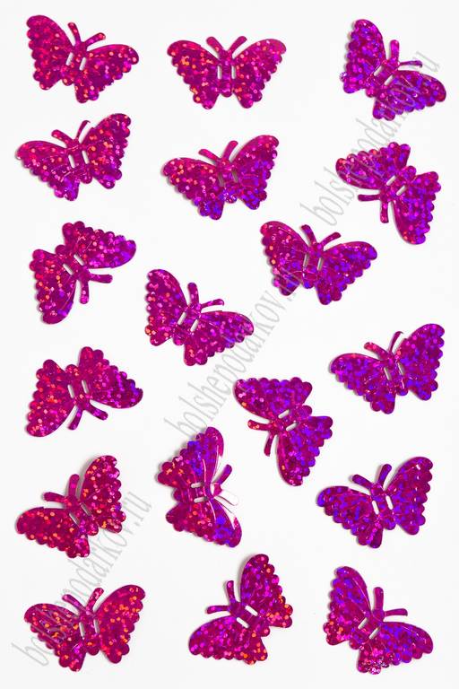 Пайетки "Бабочки" 34*22 мм*50 гр (SF-3071), фукси