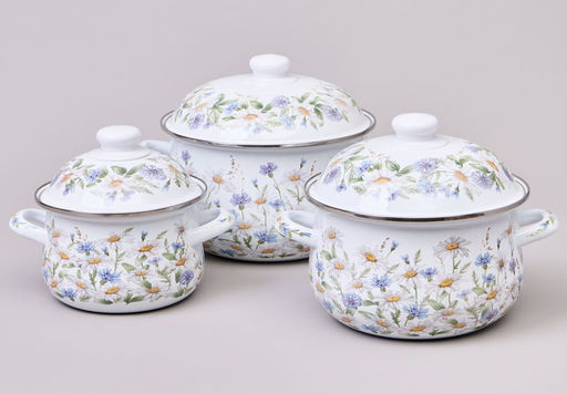 НАБОР КАСТРЮЛЬ AGNESS ЭМАЛИРОВАННЫХ СЕРИЯ SENTIMENT, 6ПР. 1,5/2,8/3,6Л, 16Х10/20Х12/22Х13СМ  фото 6