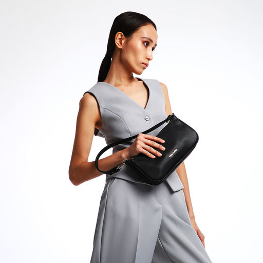 Сумка женская багет TEXTURA на молнии, 26×4×14 см, чёрная