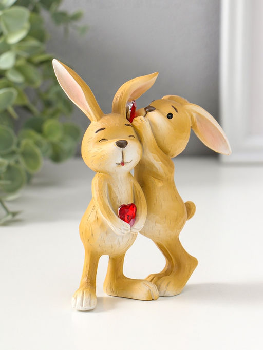 Фигурка полистоун Зайчики с сердечком - хочешь расскажу секрет?, 12.5 см