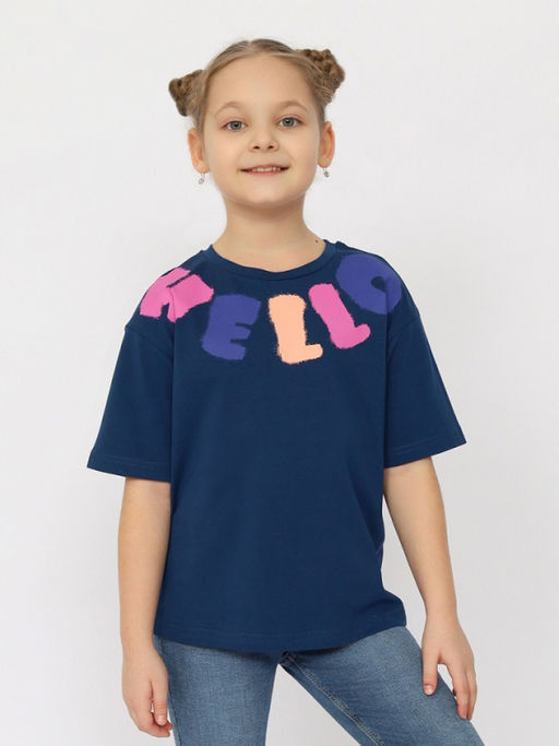 CRB wear/CSKG 63762-41-395 Футболка для девочки,темно-синий/Ex.Cherubino