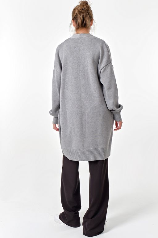 Кардиган вязаный удлиненный серый