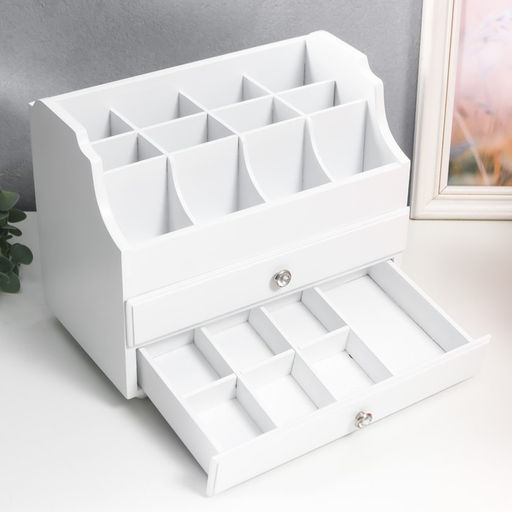 Шкатулка дерево для украшений и косметики 2 выдвижных ящика белая 26х16,5х21,7 см - Simaland фото 5