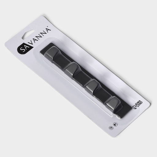Цена за 2 шт. Крючок самоклеящийся SAVANNA Black, планка, металл, 4 крючка, 1622,5 см, цвет чёрный  фото 7