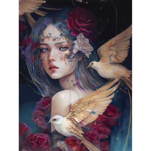 Алмазная мозаика с частичным заполнением на холсте «Птицы», 30×40 см