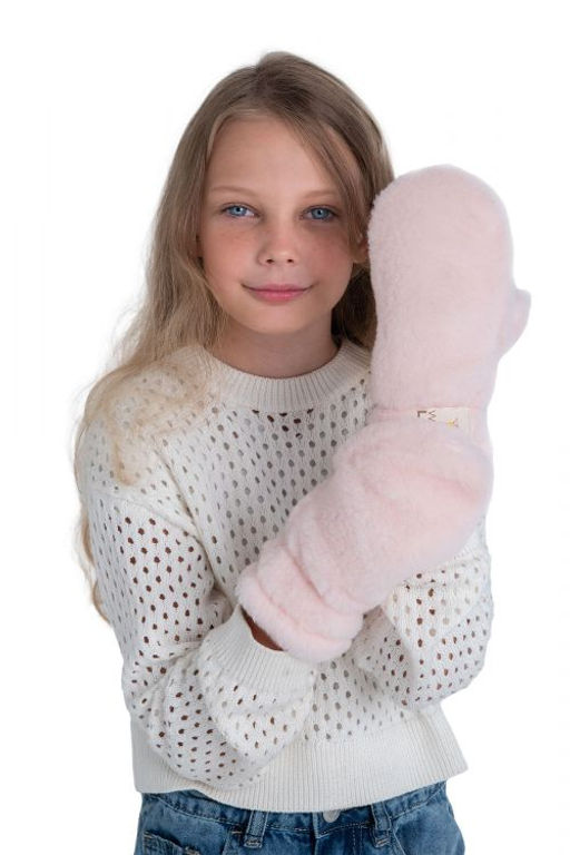 Варежки детские меховые ваниль - Woollamb фото 15