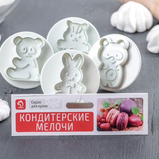 Плунжеры кондитерские Доляна «Мягкая игрушка», набор 4 шт., пластик, МИКС