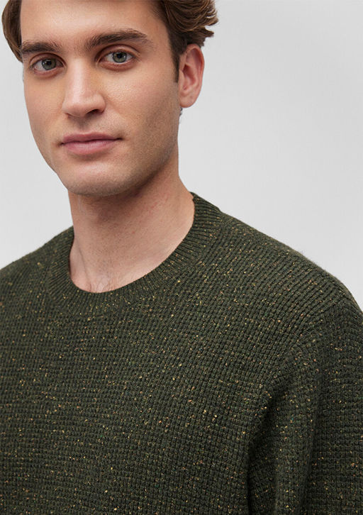 Bisiklet Yaka Yesil Kazak - Mavi фото 5