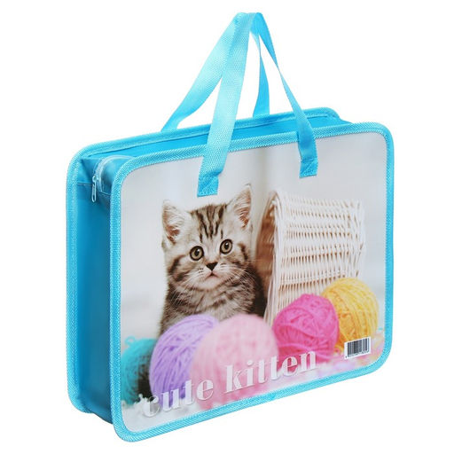 Папка с ручками пластиковая А4 Calligrata «Котёнок», 32.2×25.6×7 см