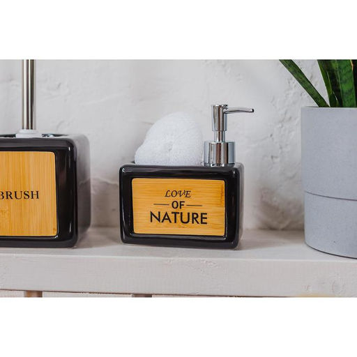 Дозатор для моющего средства с подставкой для губки SAVANNA Природа, 450 мл, цвет чёрный  фото 5