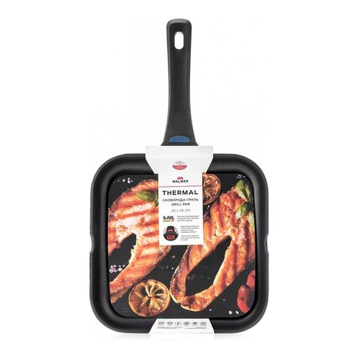Сковорода-гриль c индикатором нагрева Walmer Thermal, 28 см, цвет черный  фото 4