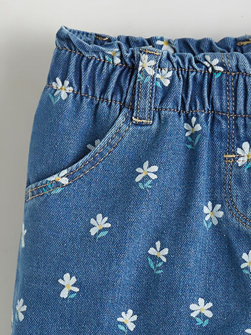 ?i?ek Desenli K?z ?ocuk Jean ?ort