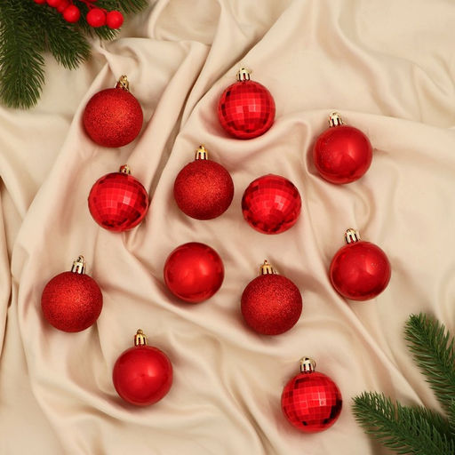 Ёлочные игрушки Агнет, шары новогодние, d=5 см, набор 12 шт., диско, красный - Зимнее волшебство фото 2