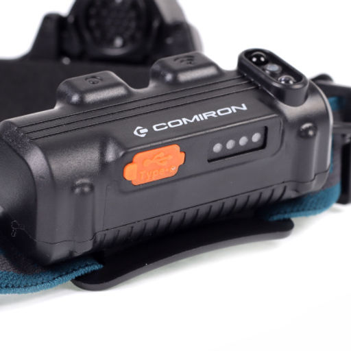 Фонарь налобный спортивный COMIRON OHEAD корпус ABS, IPX5 свет COB 400lm аккум 18650 3.7V 2000 mAh, USB Type-C; индикатор КРАСНЫЙ ава /уп 50/100/ - ГалеонТрейд фото 4