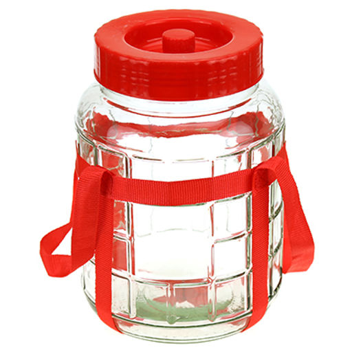 Банка стеклянная с гидрозатвором для солений, вина и брожения, 8л, д22см h29,5см, пластмассовая крышка твист-офф, опоясана лентой для переноски, д/горловины 15см (Китай)