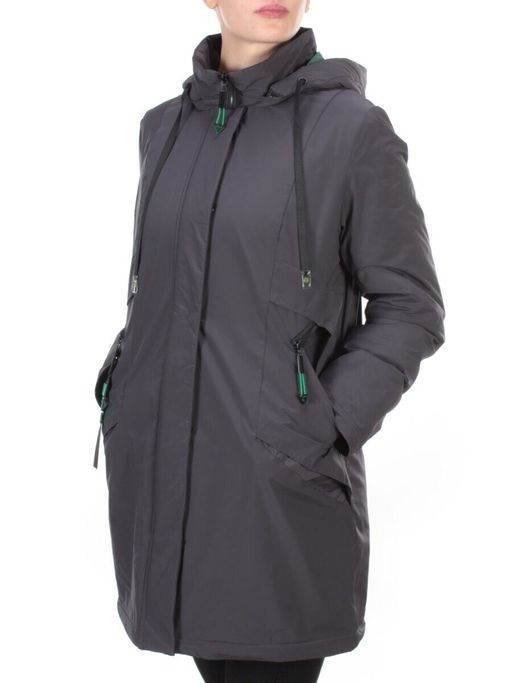 22-915 DARK GRAY Куртка демисезонная женская (100 гр. синтепон) PLOOEPLOO - Фабричный китай фото 3