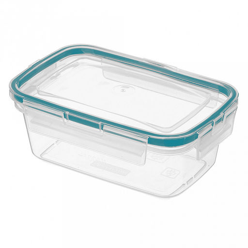 Контейнер для продуктов пластмассовый 0,35л, 13,9х9,1х5,1см, герметичный, прозрачный, зеленая оконтовка, подходит для СВЧ (Россия)