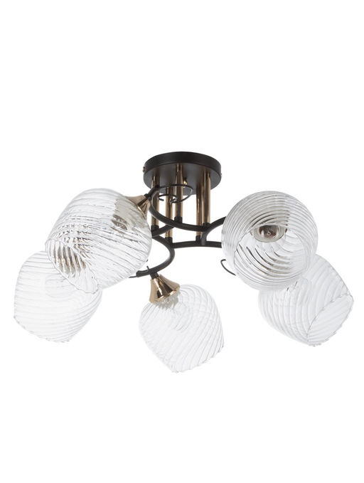 Люстра 11295-9/5, 5×60 Вт, E27, чёрная, золотистая