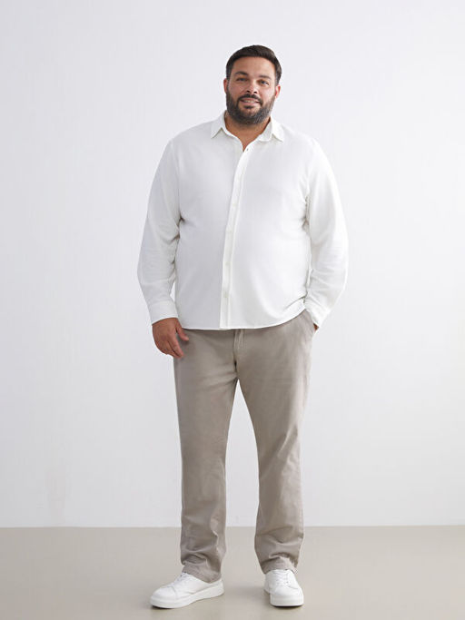 B?y?k Beden Slim Fit Uzun Kollu Erkek G?mlek