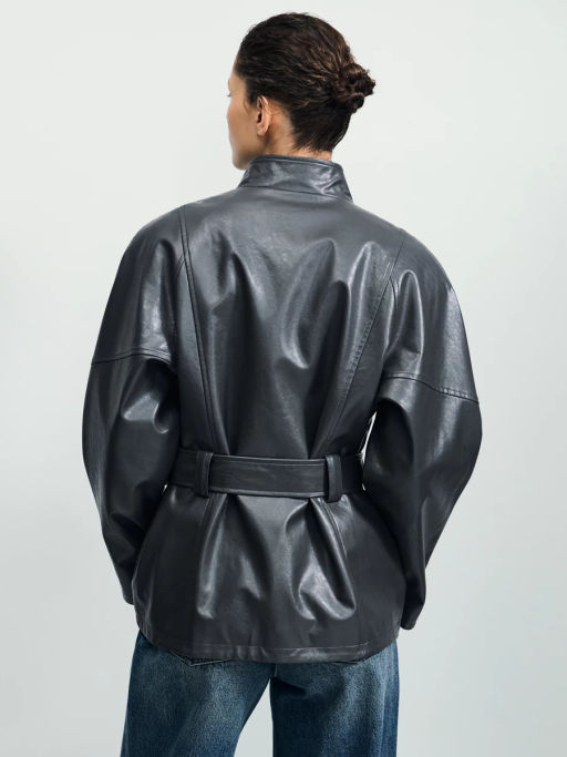 Куртка с поясом из искусственной кожи / Zarina  фото 8