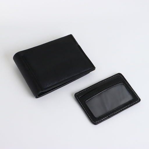 Портмоне мужское, с картхолдером, без застёжки, чёрное