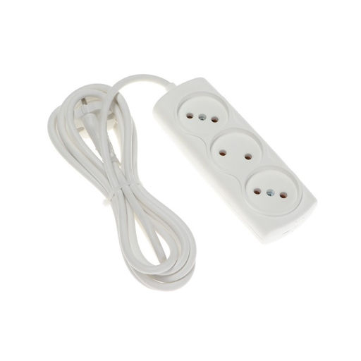 Удлинитель Luazon Lighting ECO, 3 розетки, 2.7 м, 10 А, 2200 Вт, ПВС 2×0.75 мм2, без заземления, белый