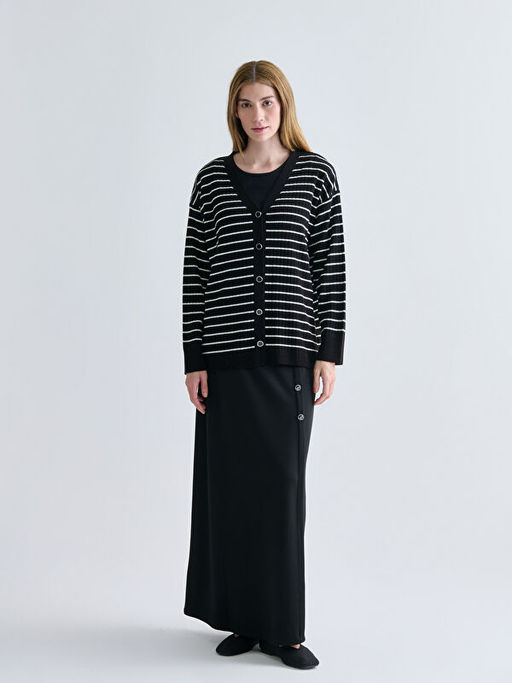 V Yaka ?izgili Kad?n Triko H?rka