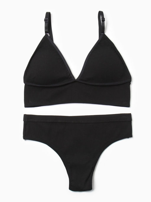 Комплект нижнего белья женский (топ, трусы) Collorista, чёрный, размер 46-48